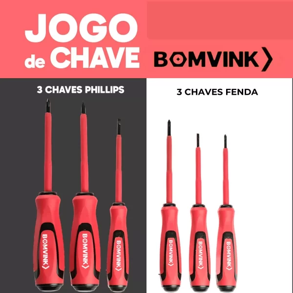Kit de ferramentas para eletricista chaves de fenda isoladas chaves philips isoladas